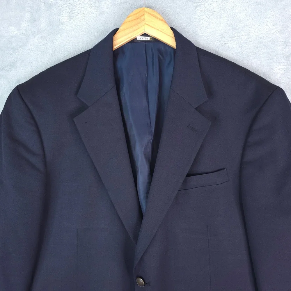 Stafford Executive Blazer Mens 44R Navy Blue‎ Wool Sport Coat